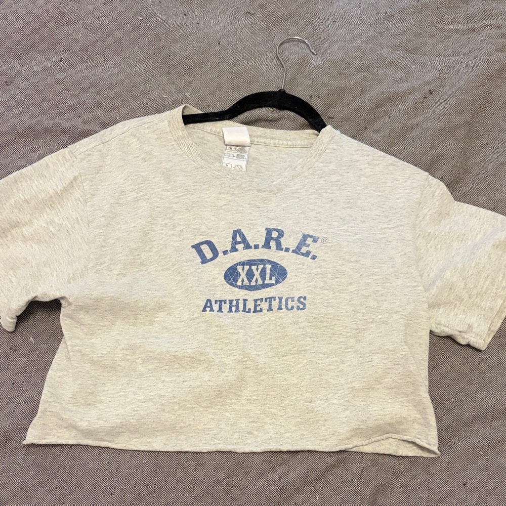 Brandy Melville Gray Crop Top with Blue Print